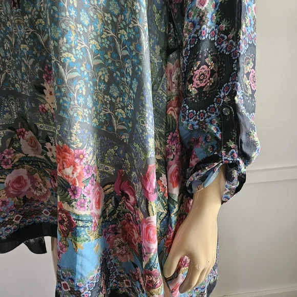 Johnny Was Besino Silk Tunic Top Size:M - Picture 4 of 11